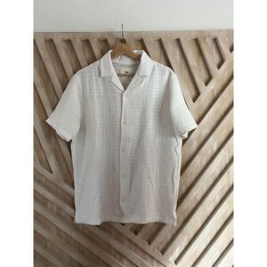 Folk White Texture Patterned Button Down